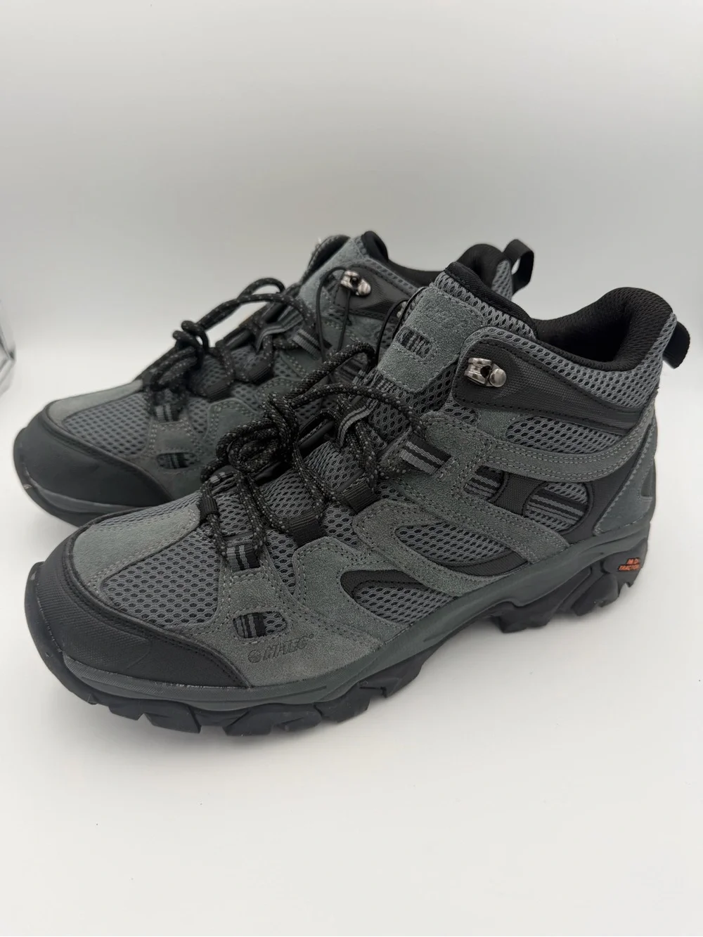 Hi-Tec Mens Ravus Mid Hiking Boots Size 10M, 10.5M, 11M & 13M Grey Black